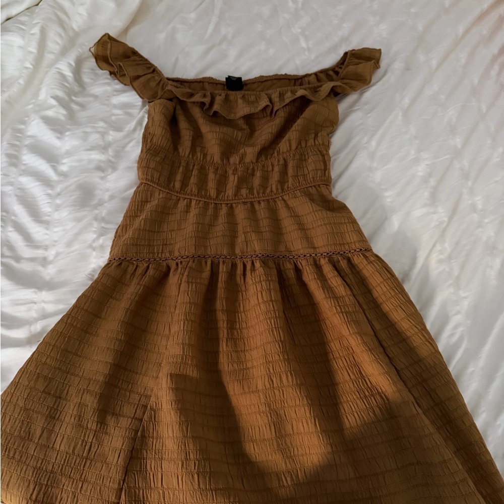 Wild Fable Ruffled Brown Mini Dress